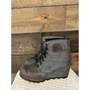 Sorel PDX‎ Wedge Ankle Boots Womens 7 Quarry Gray Booties Tweed LL5316-052